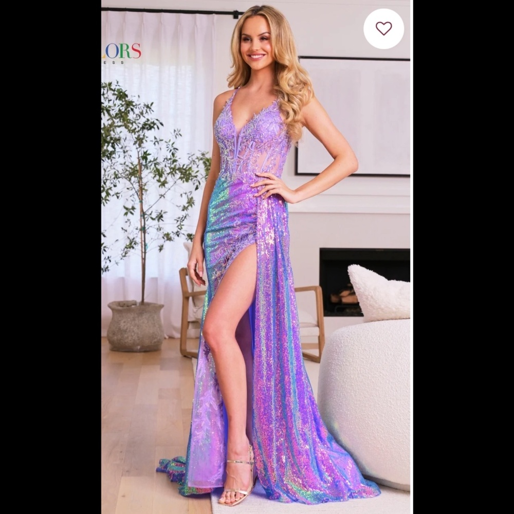 “Colors Dress” Lavender corset prom dress with side slit